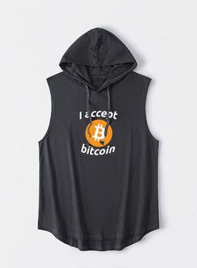 I accept bitcoin 我接受比特币挖矿周边极背心T恤无袖短袖嘻哈学