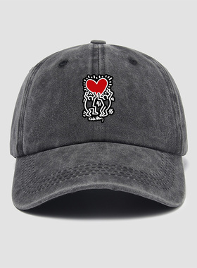 欧美波普风潮牌keithharing凯斯哈林涂鸦联名帽子棒球帽男女新款