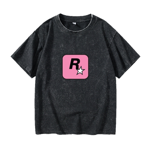 电玩游戏公司 Rockstar Games R星标志T恤短袖潮衣服女男圆领大码