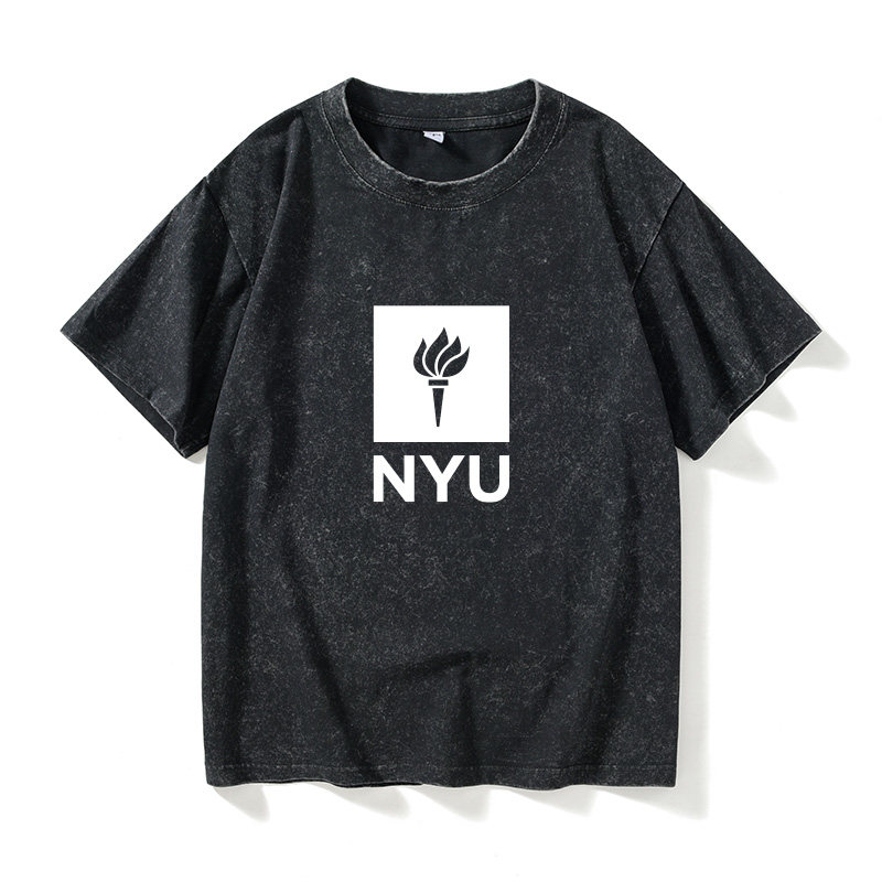 U美国学府纽约大学校园风校服T恤短袖个性衣服女男圆领大码宽松