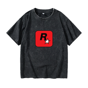 电玩游戏公司 Rockstar Games R星标志T恤短袖潮衣服女男圆领大码