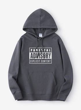 摇滚 说唱RAP 脏标 Parental Advisory卫衣连帽bf风衣服套头男女