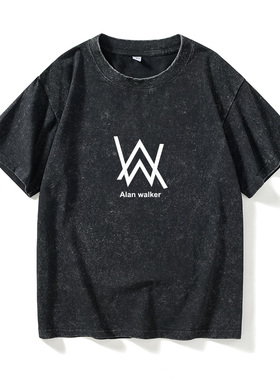 Alan Walker纯棉时尚潮牌 艾兰沃克Faded短袖T恤insT恤短袖黑色衣