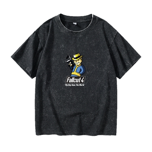 辐射4fallout pipboy哔哔小子T恤短袖简约衣服女男圆领大码宽松夏