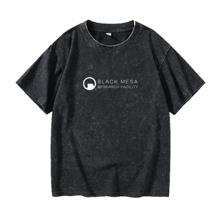 Black Mesa半条命黑山周边T恤短袖bf风衣服女男圆领大码宽松夏季