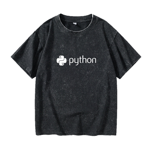计算机程序员python编程T恤短袖新品衣服女男圆领大码宽松夏季情