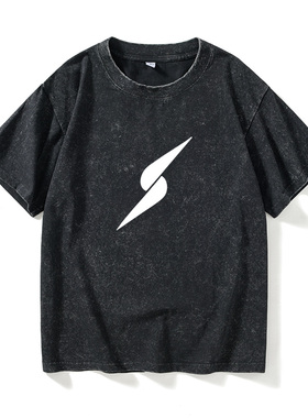 跑酷装备 parkour 闪电T恤短袖个性衣服女男圆领大码宽松夏季情侣