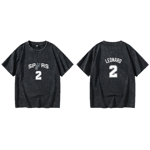 马刺石佛邓肯德罗赞吉诺比利篮球运动T恤短袖白色衣服男女圆领大