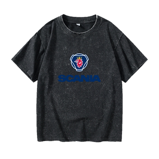 国潮男大卡车司机scania斯堪尼亚青年男男T恤短袖个性衣服女男圆