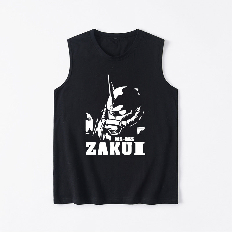 高达 扎古 吉恩吉翁红色有角动漫背心t恤无袖短袖大码衣服坎肩男