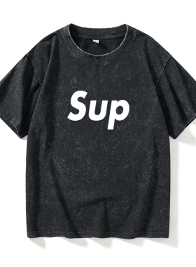 欧美潮牌 supermeT恤短袖韩版衣服男女圆领大码宽松夏季情侣装棉