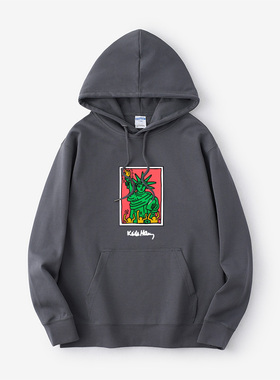 欧美波普风潮牌keithharing凯斯哈林涂鸦联名卫衣连帽学生衣服套