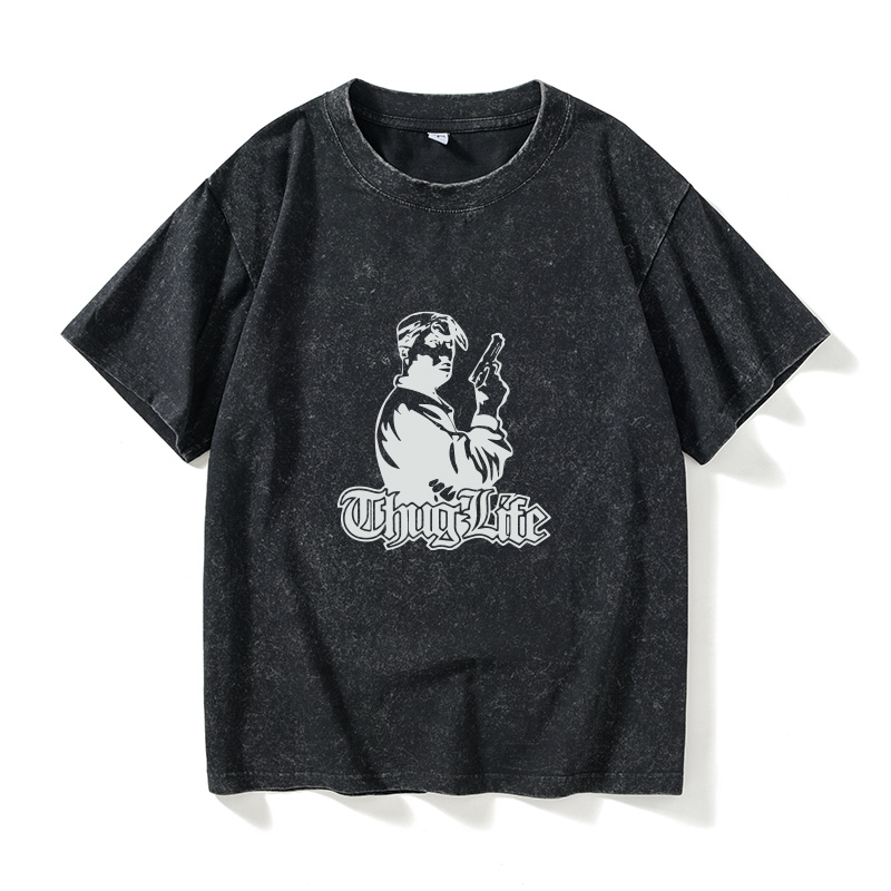 摇滚嘻哈饶舌说唱2pacT恤短袖个