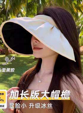 黑胶防晒帽防紫外线空顶帽子