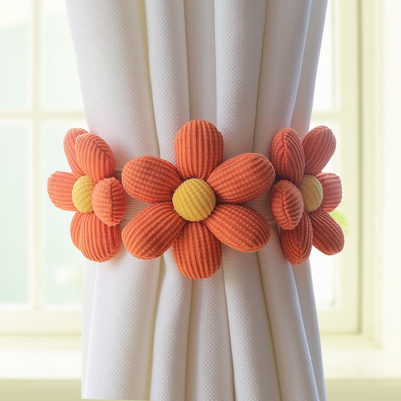花朵窗帘绑带一对装创意纱帘收拢绳小清新可爱扣环扎束带装饰配件