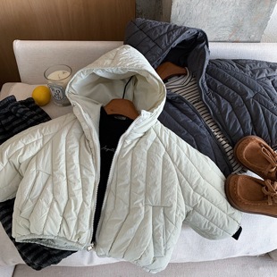 儿童冬季兔毛棉服外套2025新款韩系男童女童休闲百搭绗线连帽上衣