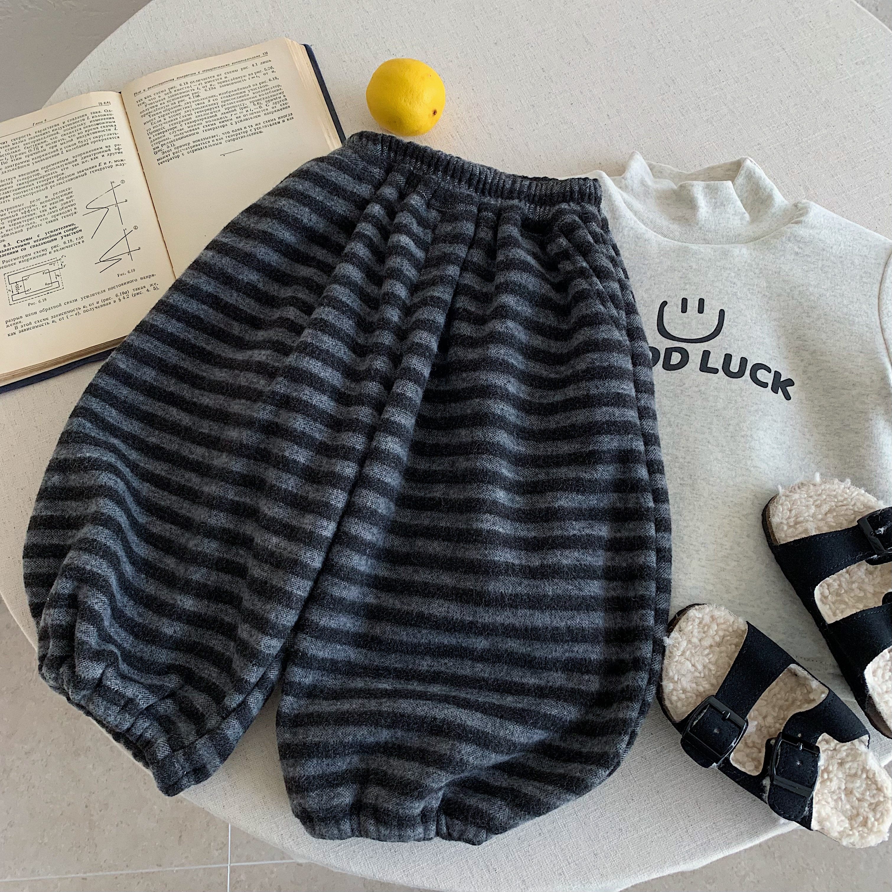 儿童加绒韩系长裤2025男童女童冬季新款一体绒加厚休闲时尚条纹裤,童装/婴儿装/亲子装,裤子,淘宝优惠券,粉丝福利购,淘宝优惠卷