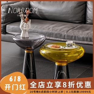 NORROOM北欧家用轻奢茶几简约现代客厅玻璃小圆桌创意大理石桌子