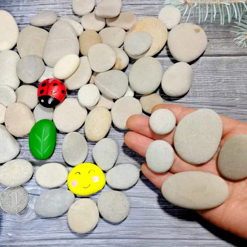 白色手绘石头彩绘鹅卵石diy手工