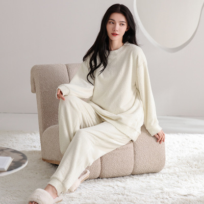 睡衣女冬季珊瑚绒加厚加绒长袖保暖家居服休闲套装可外穿