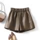 气质显瘦百搭休闲a字皮靴裤 海宁真皮短裤 女高腰绵羊皮宽松阔腿裤