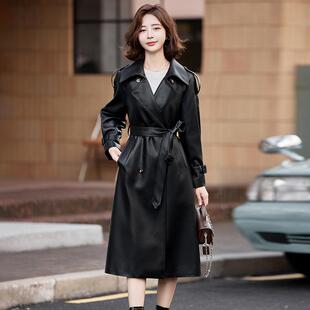 海宁真皮皮衣女绵羊皮中长款2025新款秋冬加棉高端宽松皮风衣外套