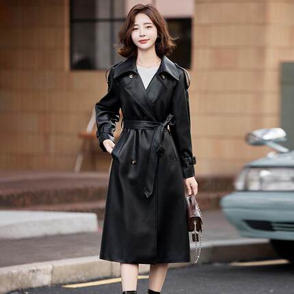 海宁真皮皮衣女绵羊皮中长款2025新款秋冬加棉高端宽松皮风衣外套