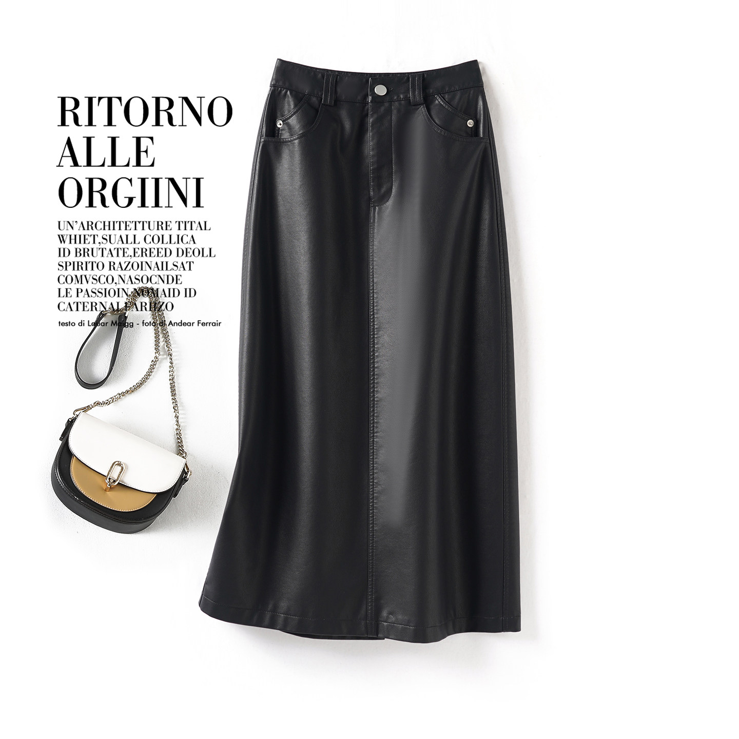 海宁真皮皮裙女高腰半身裙2025秋冬新款绵羊皮过膝开叉a字中长裙,女装/女士精品,半身裙,淘宝优惠券,粉丝福利购,淘宝优惠卷