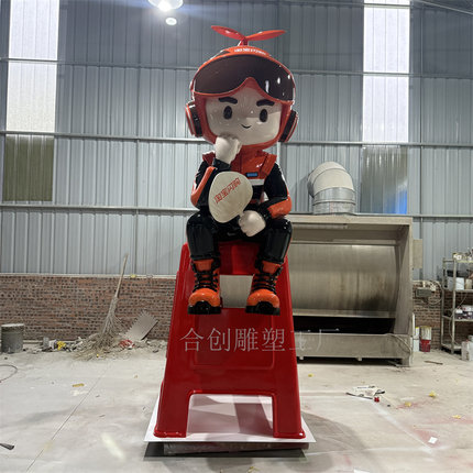 淘宝闪购骑士服外卖员卡通人物雕塑玻璃钢材质户外装饰大型摆件