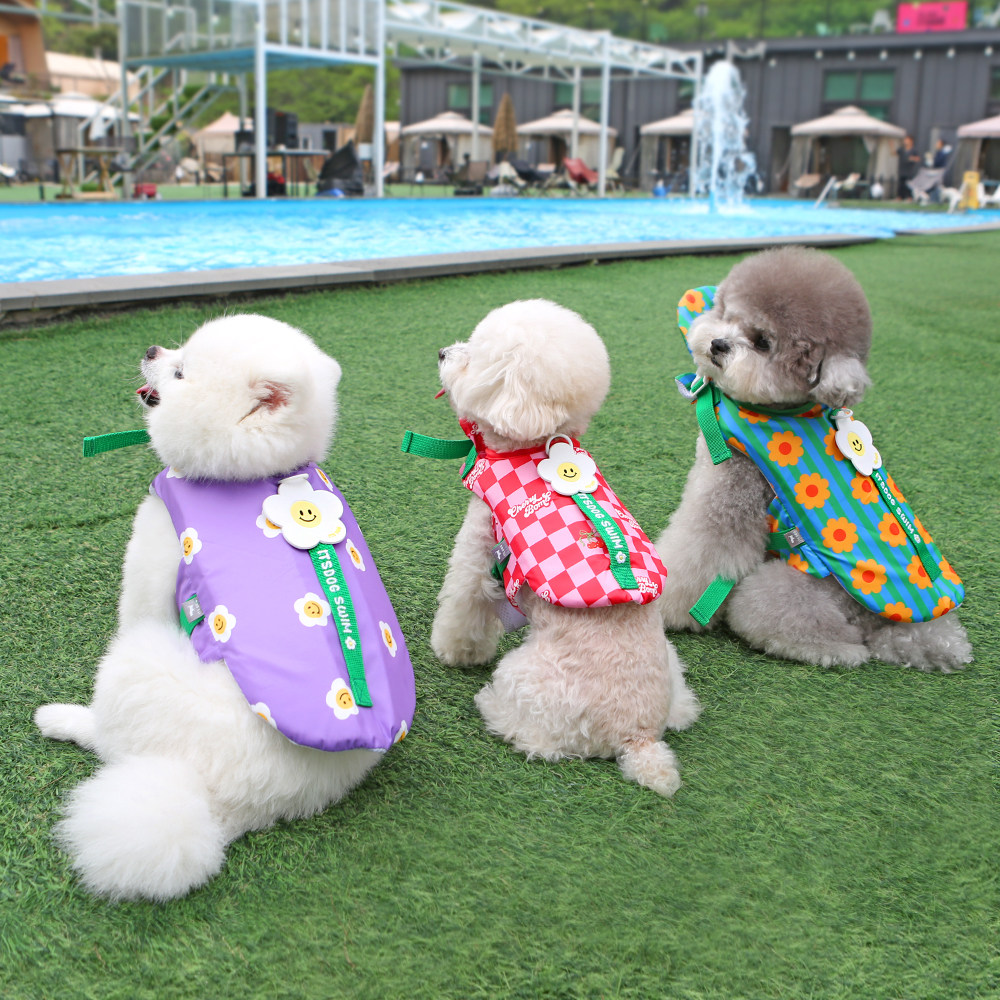现货mollypets* 韩国代购itsdog新款花朵 宠物狗狗浮力游泳救生衣