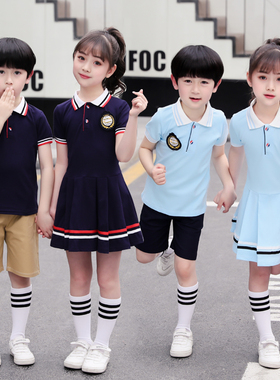 夏装小学生校服裙英伦学院风儿童毕业班服短袖套装幼儿园夏季园服