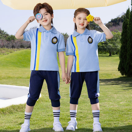 校服短袖套装夏季儿童两件套幼儿园园服中小学生毕业照班服表演服