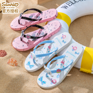 大童女孩人字拖户外夹脚凉拖鞋 三丽鸥凯蒂猫 库洛米女生沙滩拖鞋
