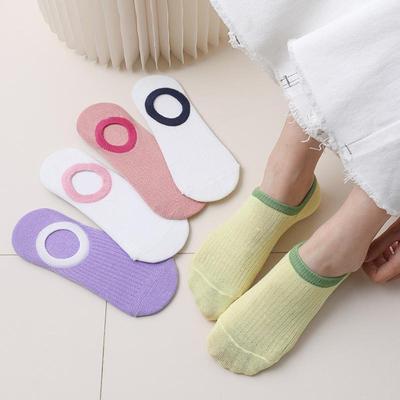 袜子女船袜夏季薄款防滑不掉跟夏天浅口多巴胺短袜配洞洞鞋的袜子