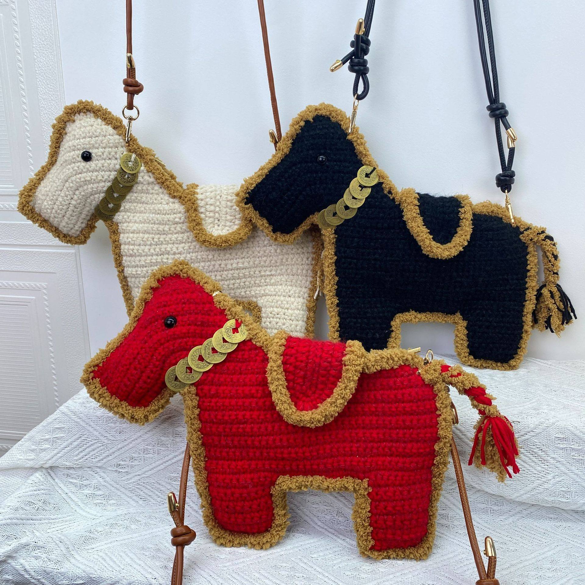 2026新款儿童斜挎包diy毛线钩织小马新年好运手机包包单肩包成品,服饰配件/皮带/帽子/围巾,DIY编织材料包,淘宝优惠券,粉丝福利购,淘宝优惠卷