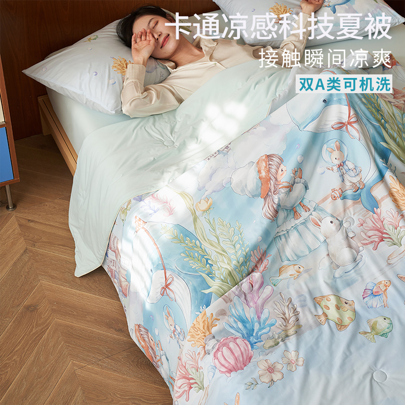 卡通双A类天雪丝夏凉被空调被凉感冰丝夏被印花薄被子单人可机洗4