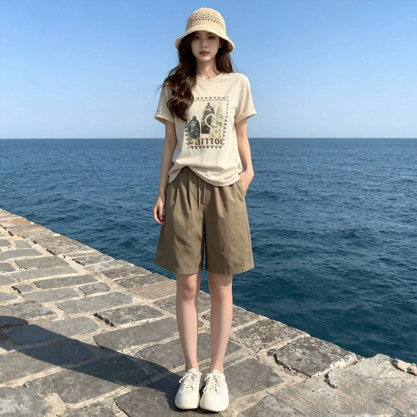 2026时尚洋气印花短袖休闲短裤两件套少女士夏季运动套装休闲穿搭