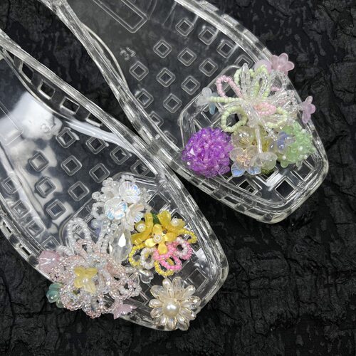 水晶鞋ins手工配饰可拆卸鞋花