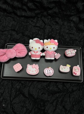 粉嫩kitty猫咪鞋花鞋配