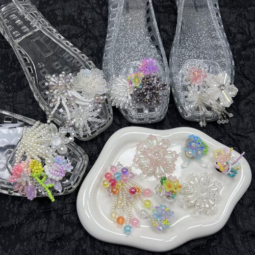 水晶鞋鞋扣花朵珠链鞋花