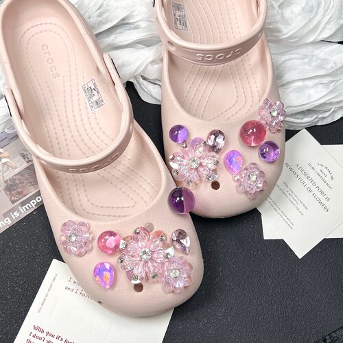 轻奢立体水晶钻花鞋扣适配Crocs