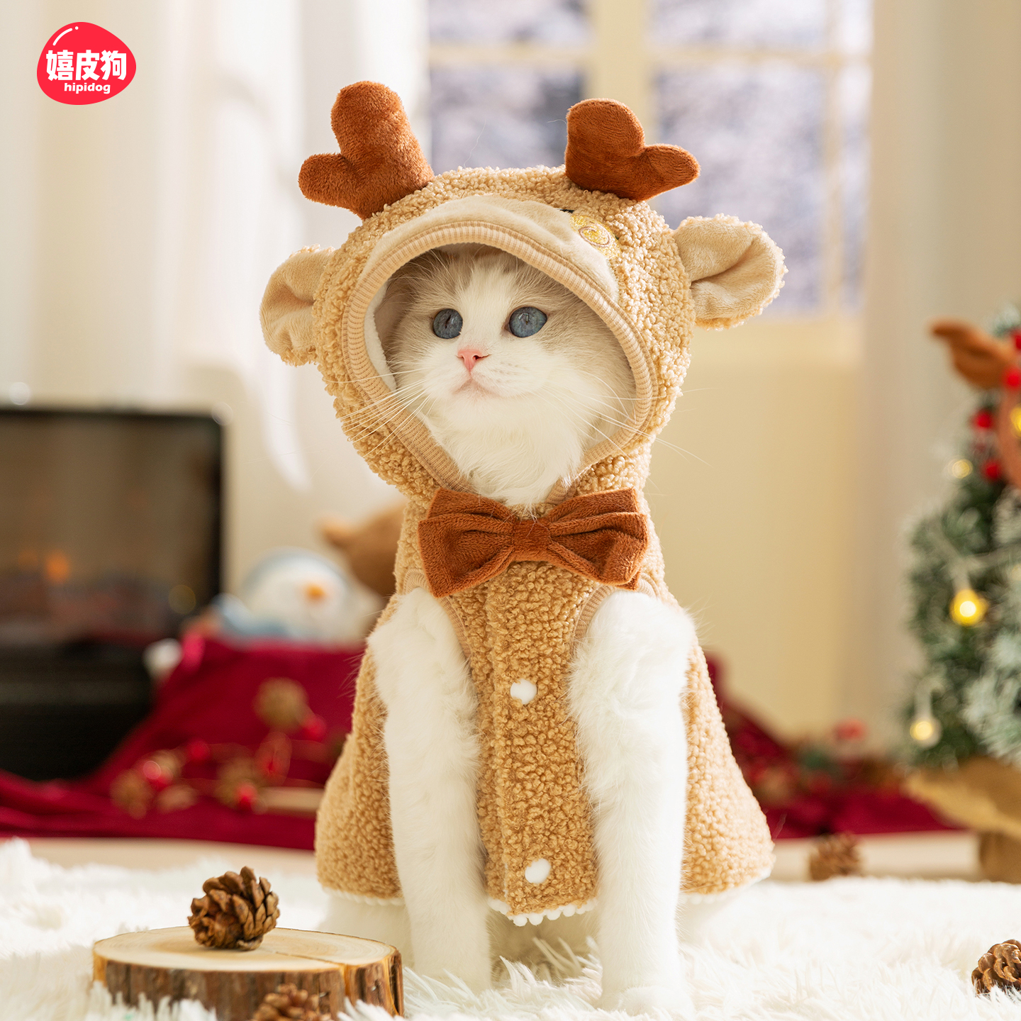 猫咪衣服秋冬装德文猫无毛猫布偶猫暹罗宠物斗篷圣诞新年小猫衣服