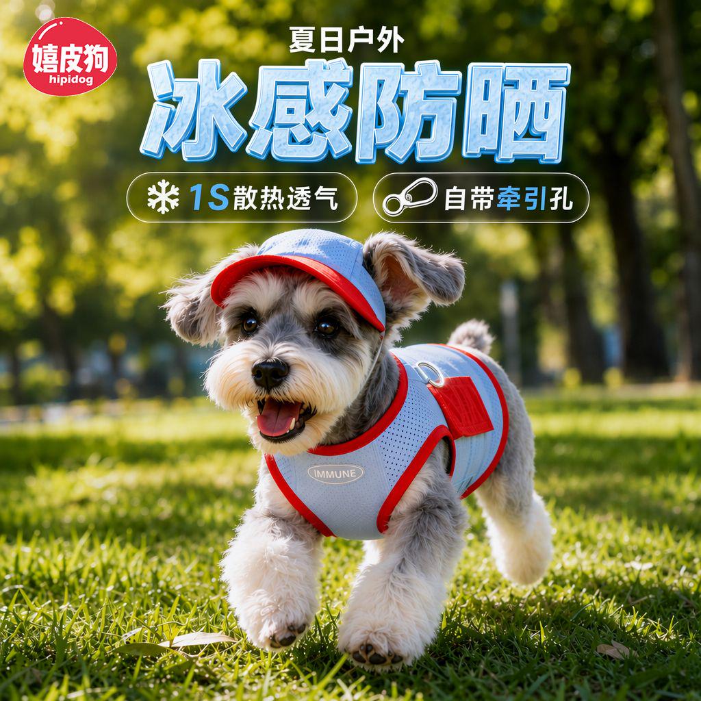夏季冰感防晒自带牵引孔狗衣服图片