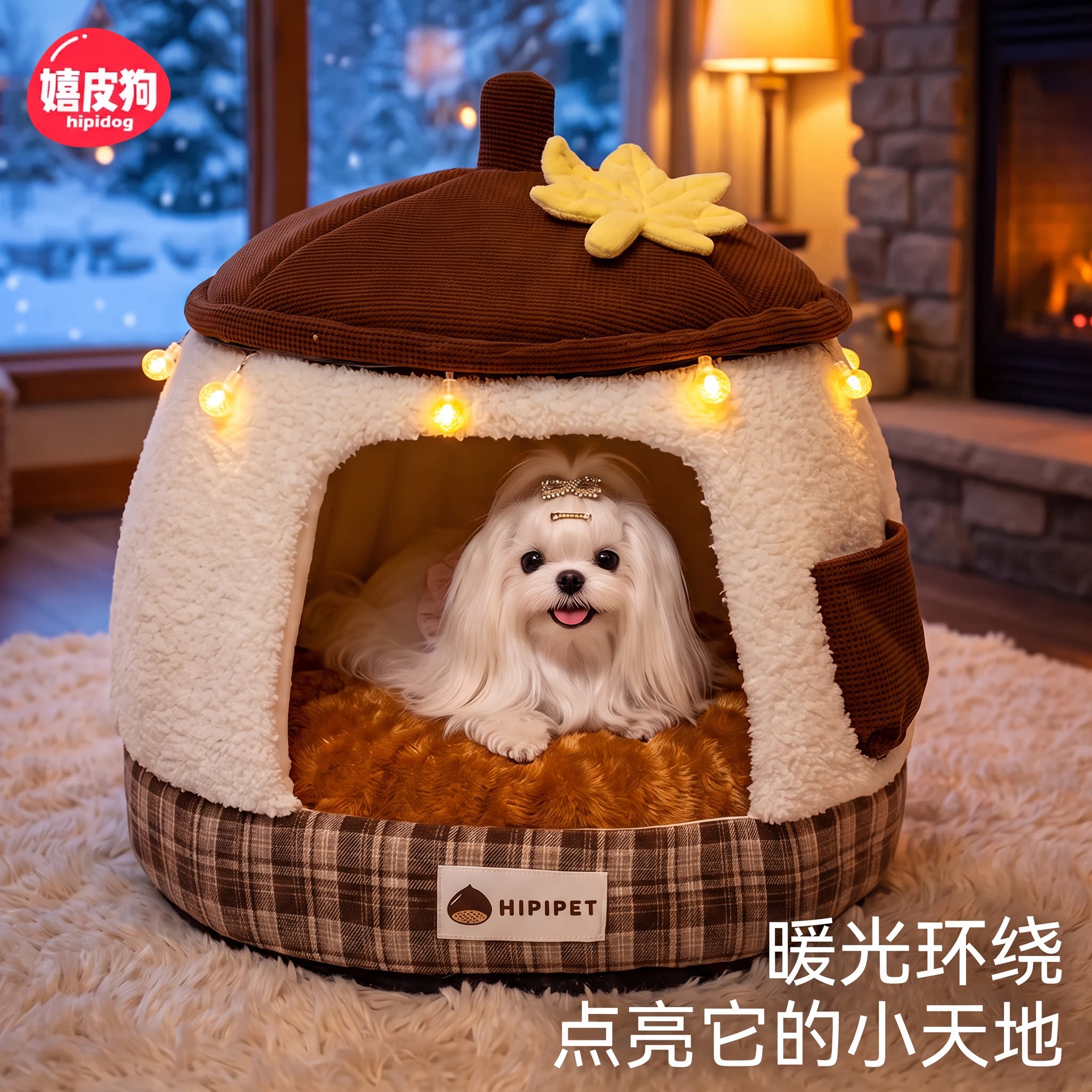 狗窝冬天加厚封闭式保暖可拆洗四季通用安全感泡泡绒猫窝睡觉用品