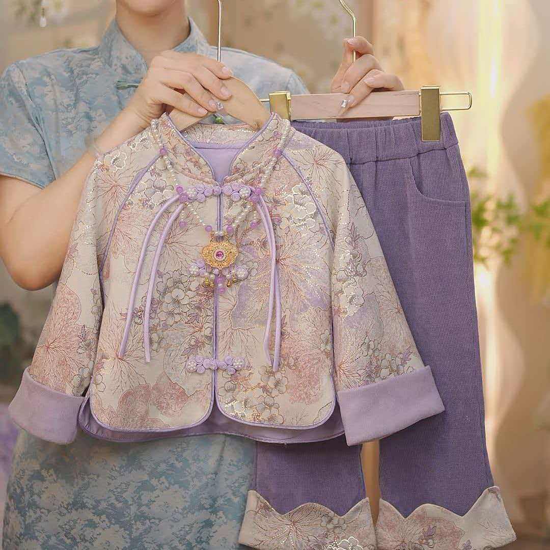 汉服女童2025新款秋冬季新中式古风唐装儿童加绒加厚国风套装年服,童装/婴儿装/亲子装,汉服,淘宝优惠券,粉丝福利购,淘宝优惠卷