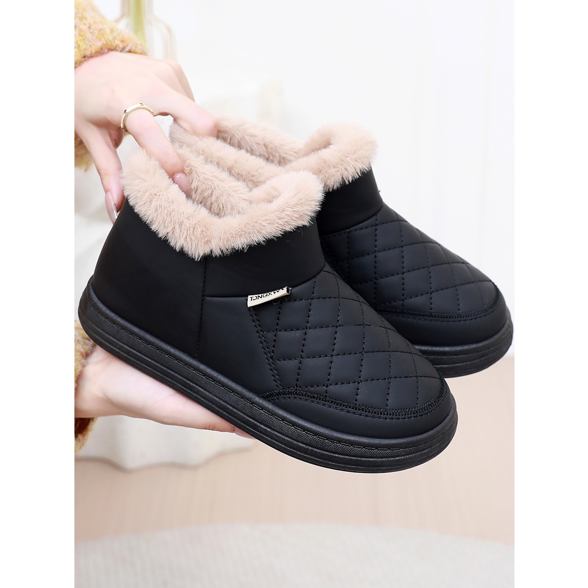 冬季老北京布鞋毛毛鞋女室内居家全包跟拖棉拖鞋防滑保暖防水棉鞋