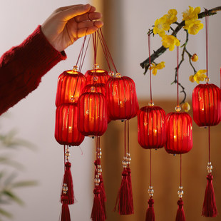 2026新款新年古风灯笼户外防水盆栽吊灯装饰庭院中式树上花灯挂饰