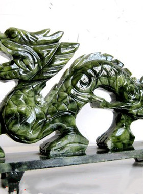 天然玉石青龙办公室摆件