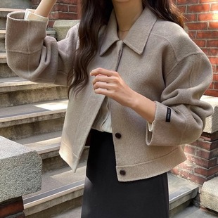 韩系东大门双面羊绒大衣女短款2025年秋冬新款双面呢羊毛呢外套