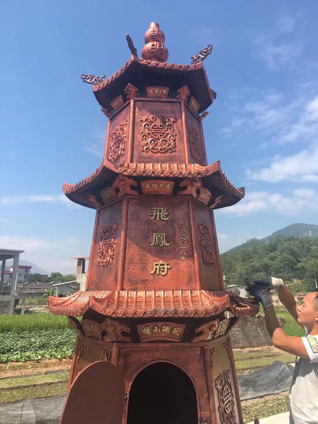 祠堂铸铁化钱炉宗祠定做烧元宝炉寺庙户外化宝炉烧钱纸炉六角形